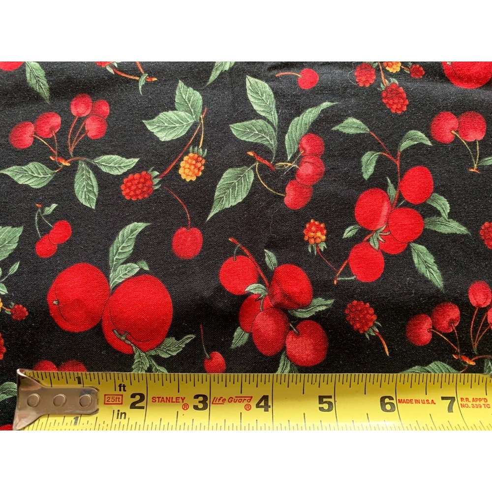 Lovely Hoffman Windsor Collection Fabric 2 Yd x 42" Apples Berries Red Black